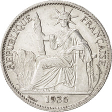 FRENCH INDO-CHINA, 50 Cents, 1936, Paris, KM #4a.2, AU(50-53), Silver, Lecompte.