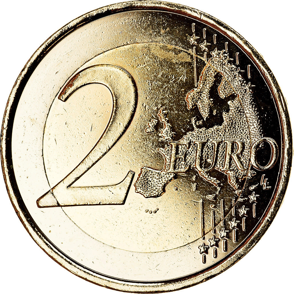 Spain, 2 Euro, Grotte d'Altamira, 2015, gold-plated coin, MS(63), Bi-Metallic