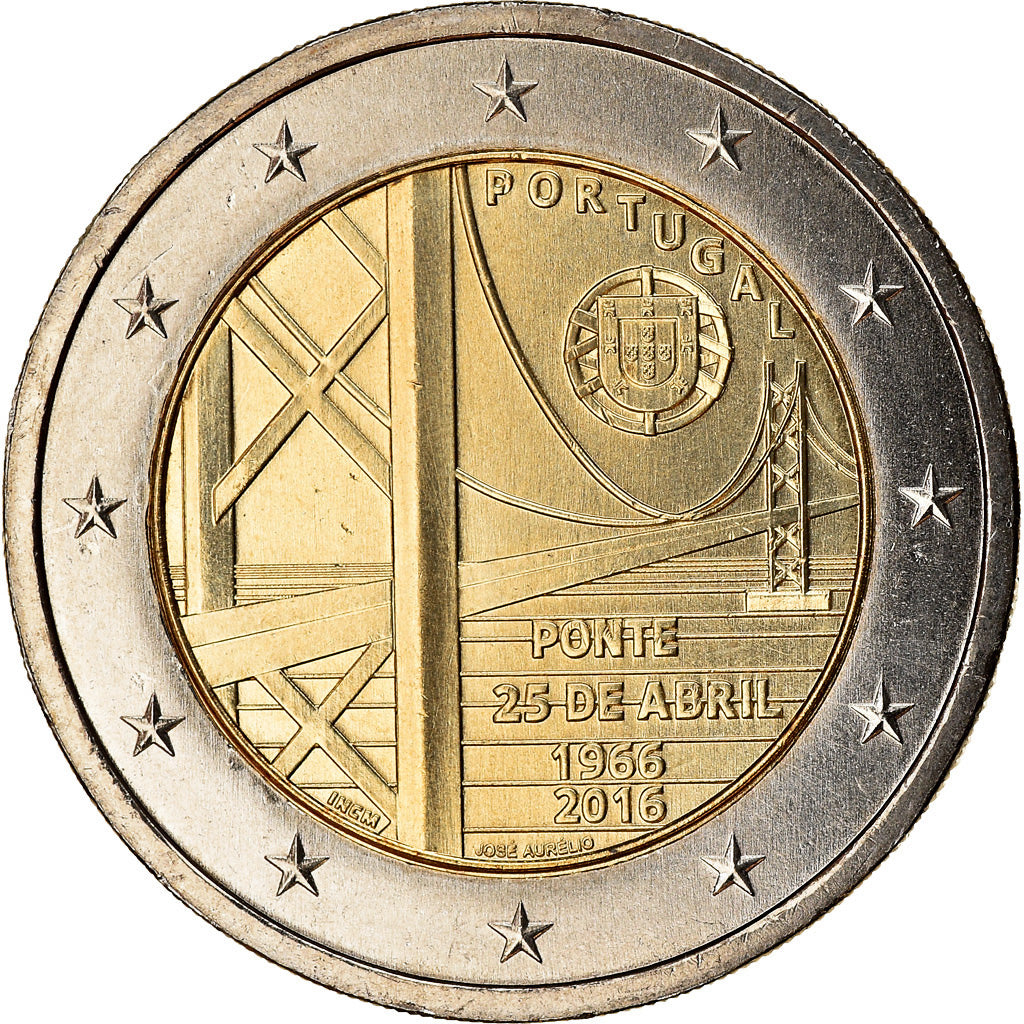 Portugal, 2 Euro, Ponte 25 de Abril, 2016, MS(63), Bi-Metallic