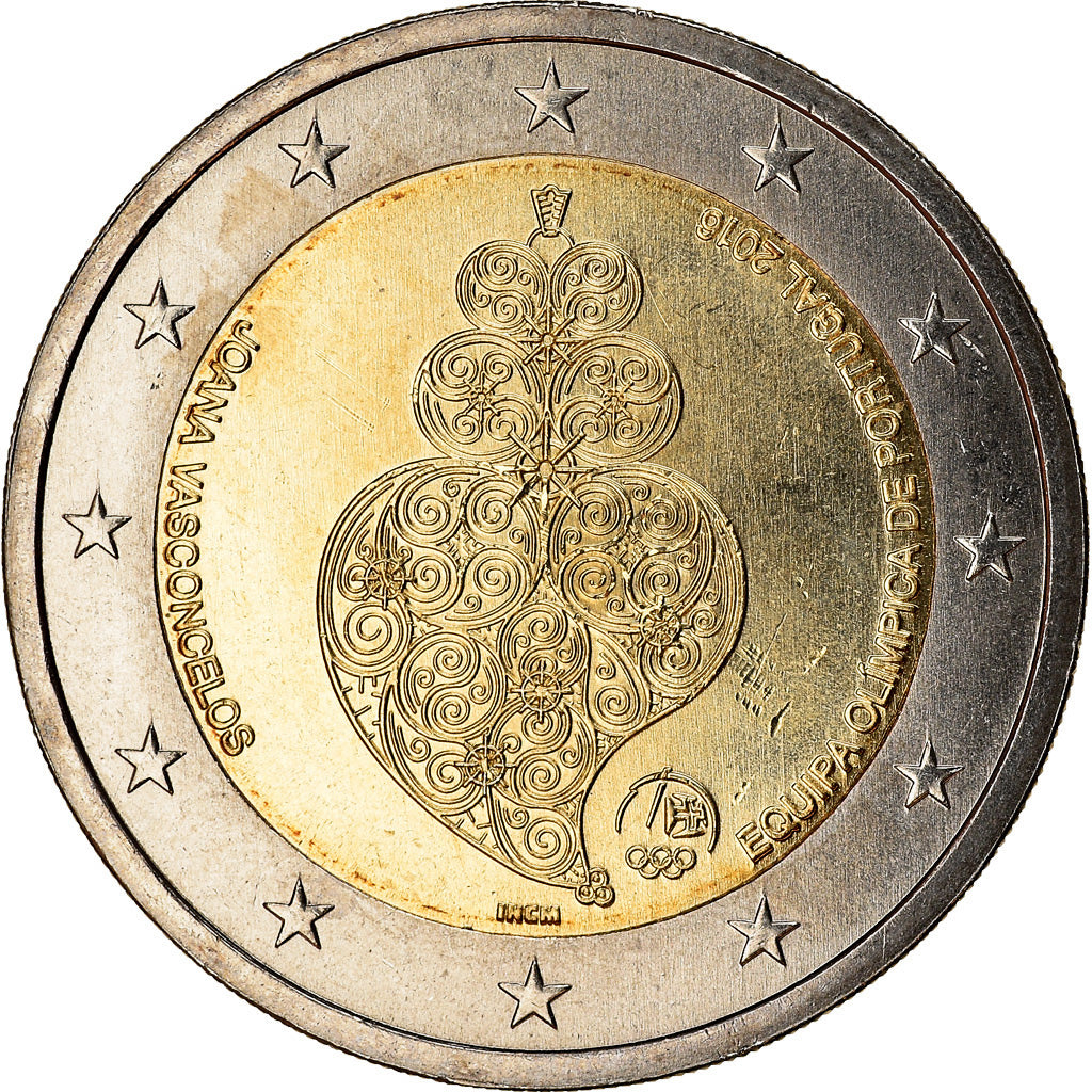 Portugal, 2 Euro, Equipa olimpica, 2016, UNZ, Bi-Metallic