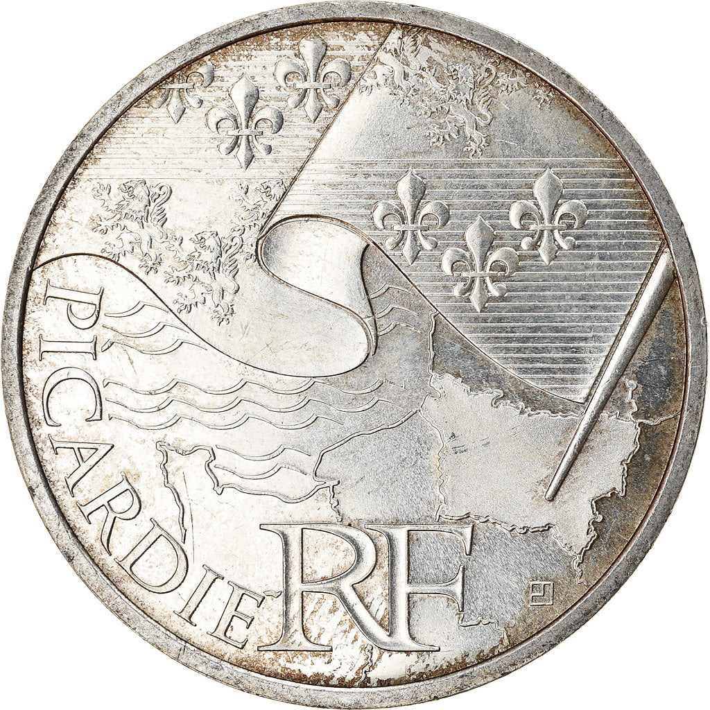 França, 10 Euro, Picardie, 2010, EF(40-45), Prata, KM:1666