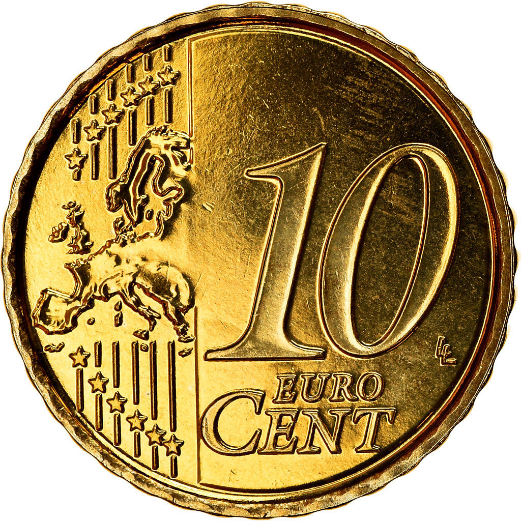 Belgium, 10 Euro Cent, 2010, MS(65-70), Brass, KM:277