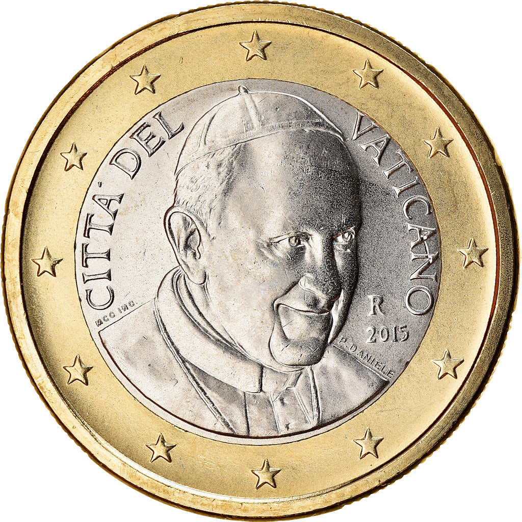 CITTÀ DEL VATICANO, 1 Euro, 2015, FDC, Bi-metallico