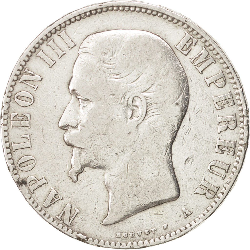 FRANCE Napoléon III 5 Francs 1855 Paris KM:782.1 VF(20-25) Silver Gadoury:734