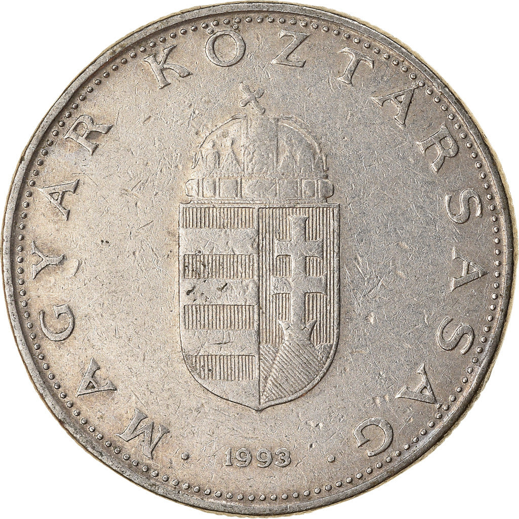 Moneta, Węgry, 10 Forint, 1993, EF(40-45), Miedź-Nikiel, KM:695