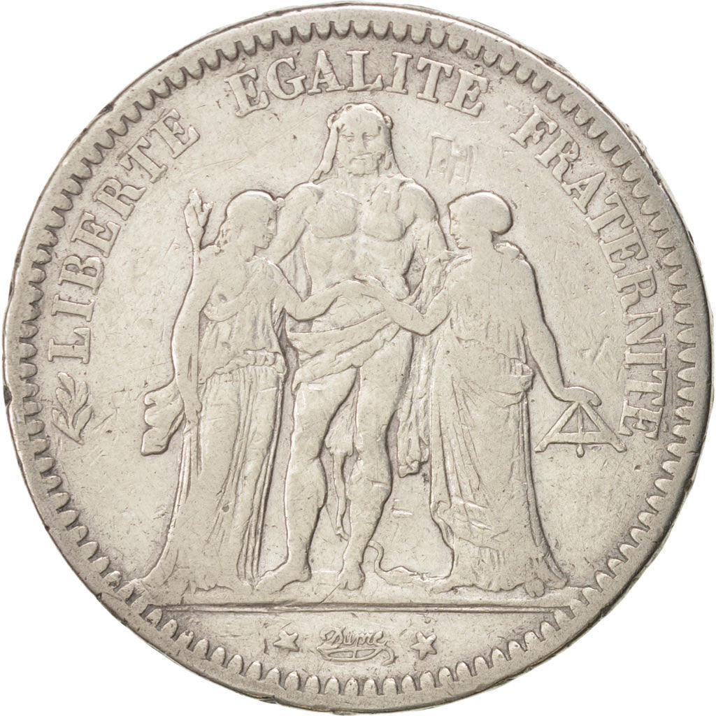 FRANCE Hercule 5 Francs 1871 Paris KM:823 VF(30-35) Silver