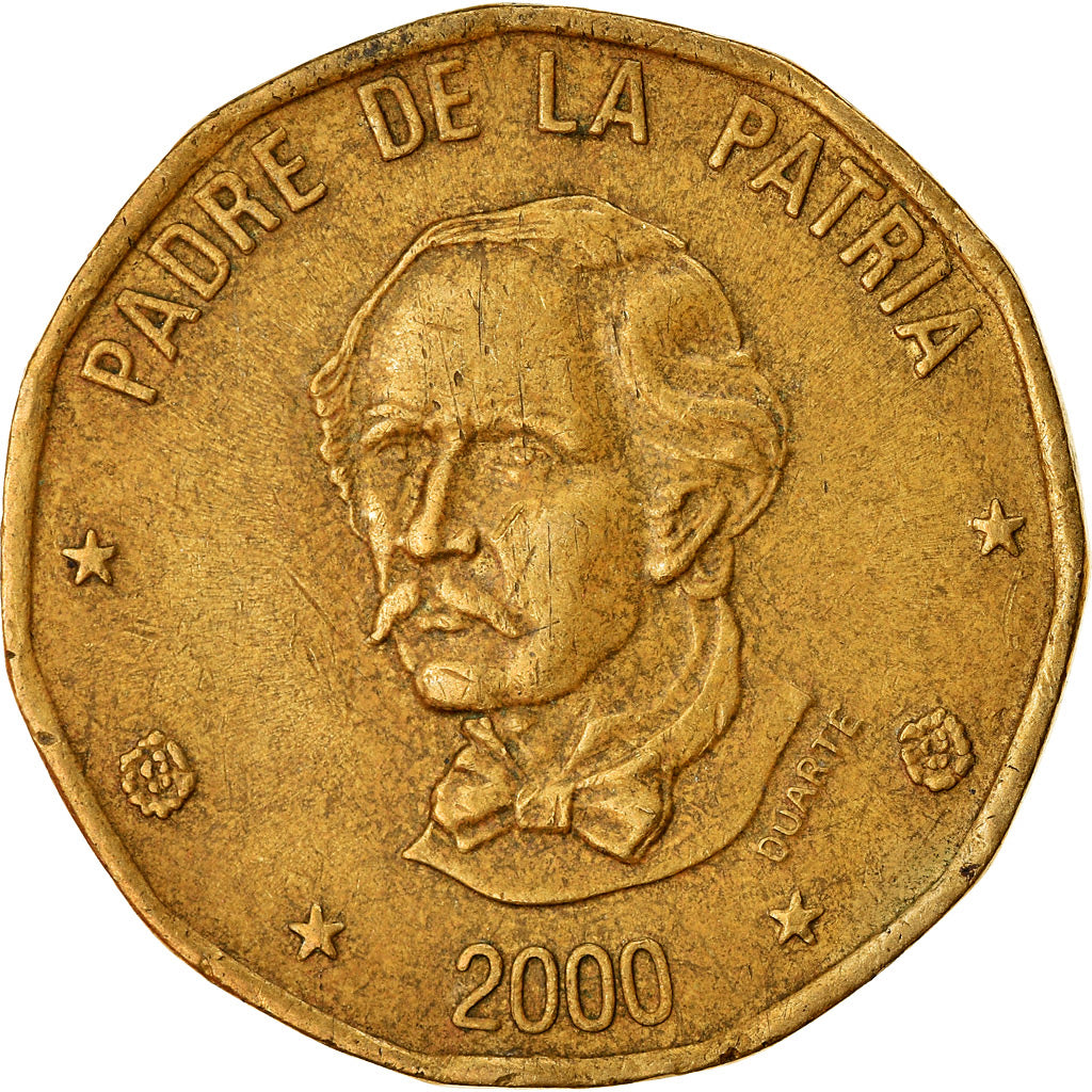 Munten, Dominicaanse Republiek, Peso, 2000, ZF, Tin, KM:80.2