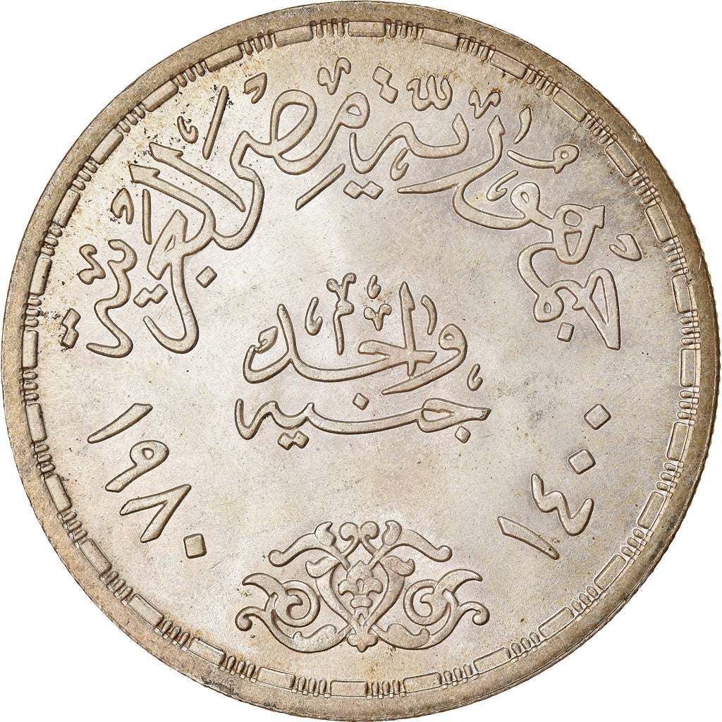 Moneta, Egitto, Pound, 1980, SPL-, Argento, KM:510