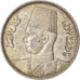 Coin, Egypt, Farouk, 5 Piastres, 1939, British Royal Mint, EF(40-45), Silver