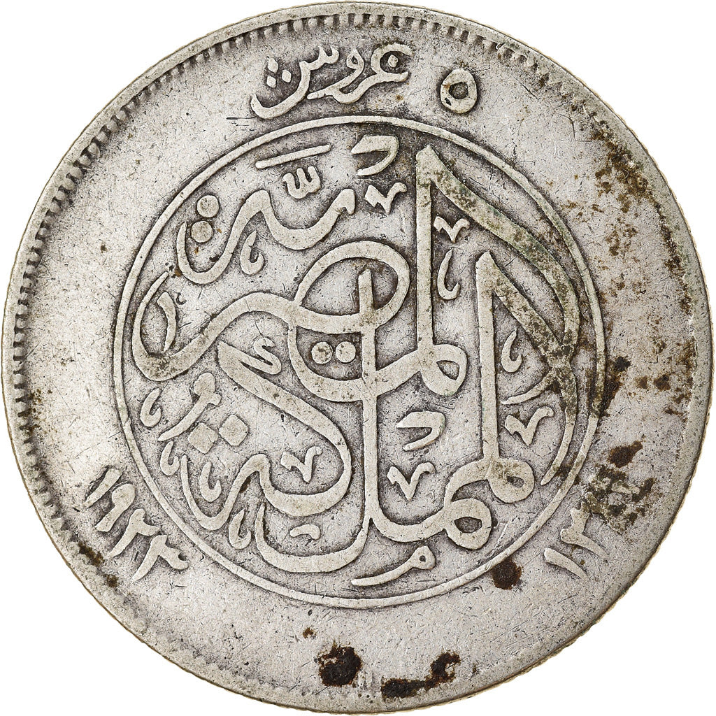 Moneta, Egitto, Fuad I, 5 Piastres, 1923, MB, Argento, KM:336