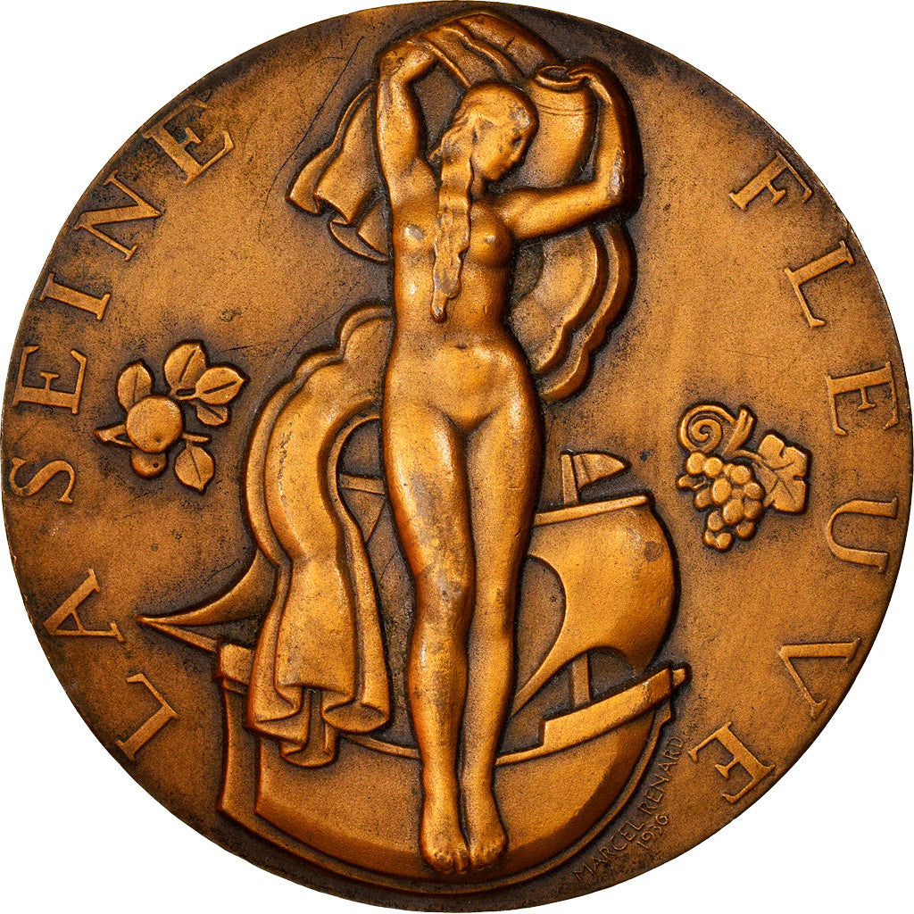 Francia, medalla, Art Déco, La Seine Fleuve, F.F.C.C.A, Sports & leisure, 1951