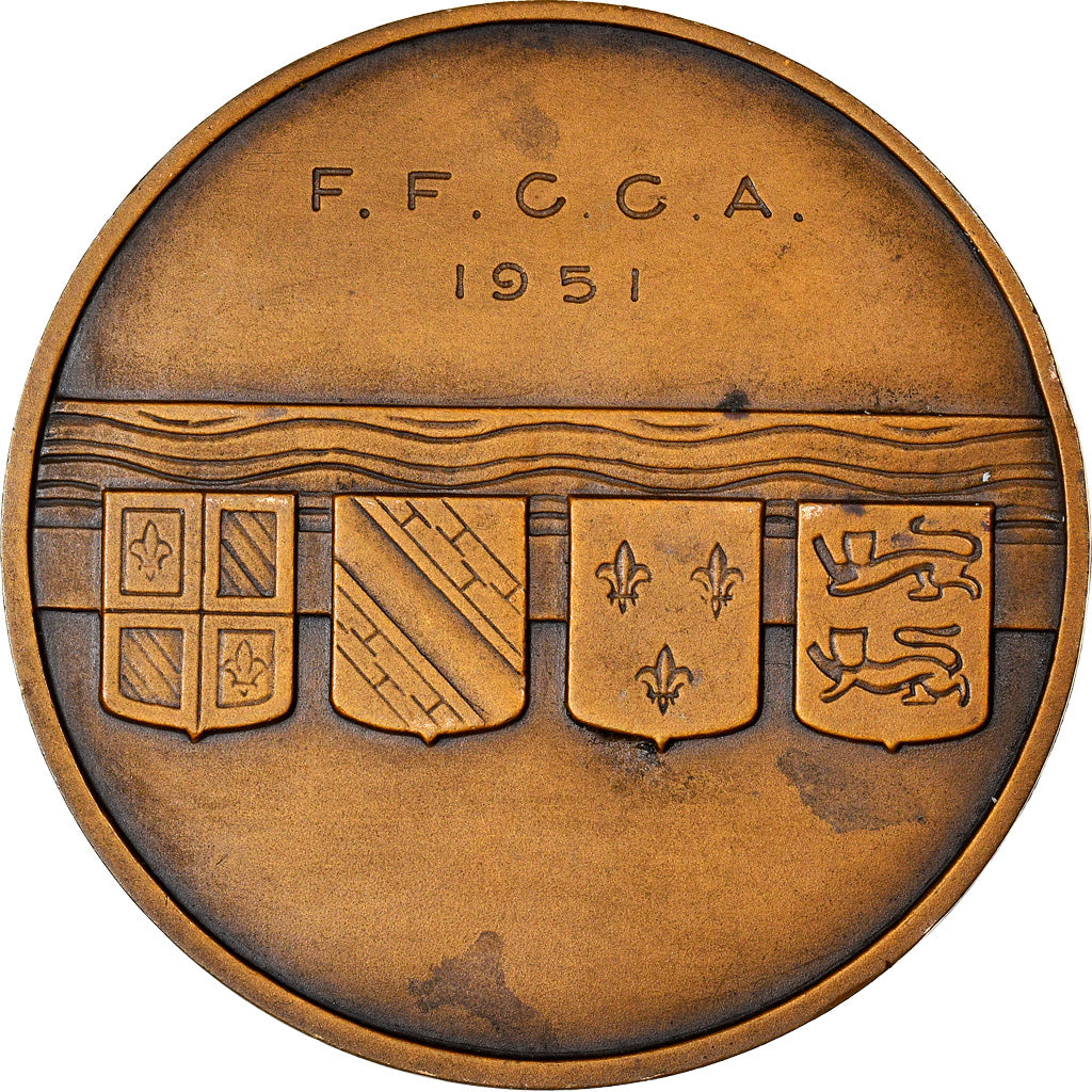 Francia, medalla, Art Déco, La Seine Fleuve, F.F.C.C.A, Sports & leisure, 1951