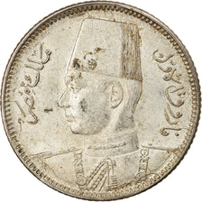 Moneta, Egitto, Farouk, 2 Piastres, 1937, British Royal Mint, BB, Argento