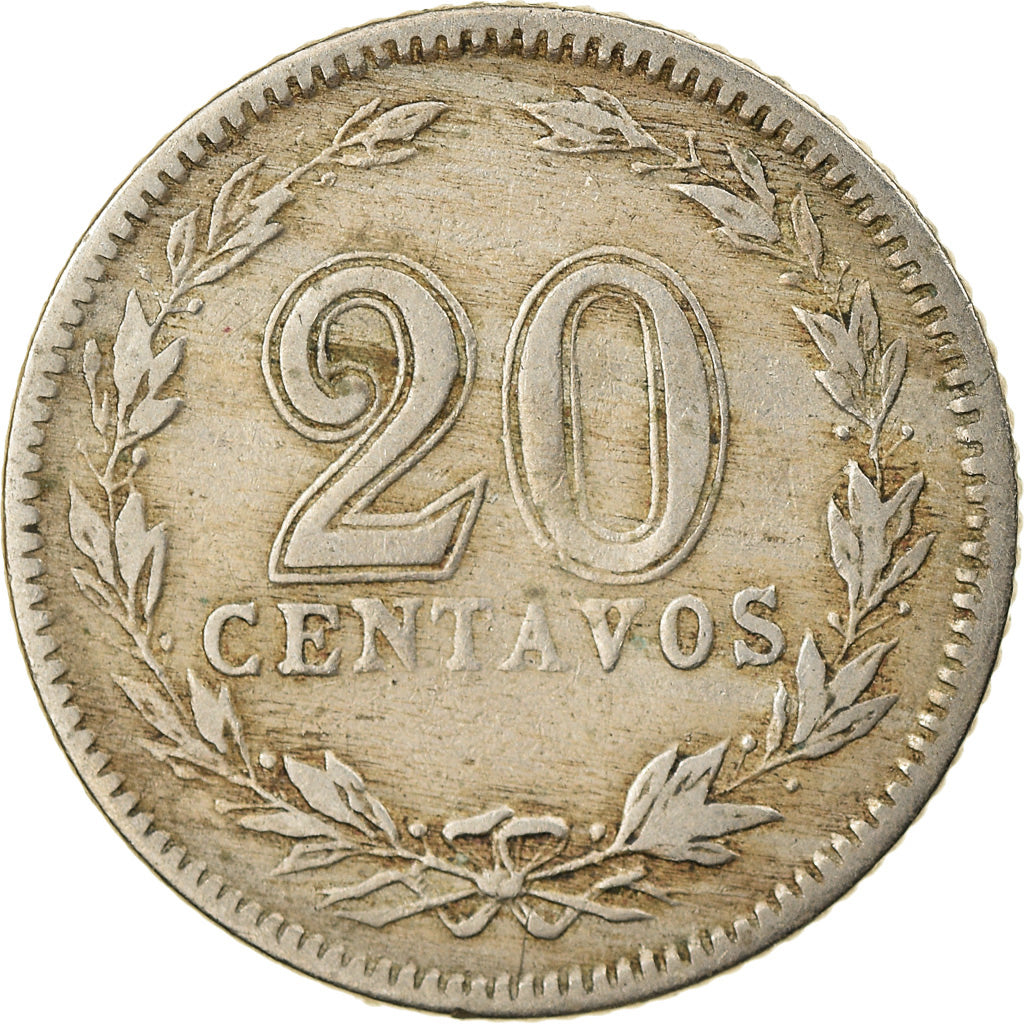 Moeda, Argentina, 20 Centavos, 1920, VF(30-35), Cobre-níquel, KM:36