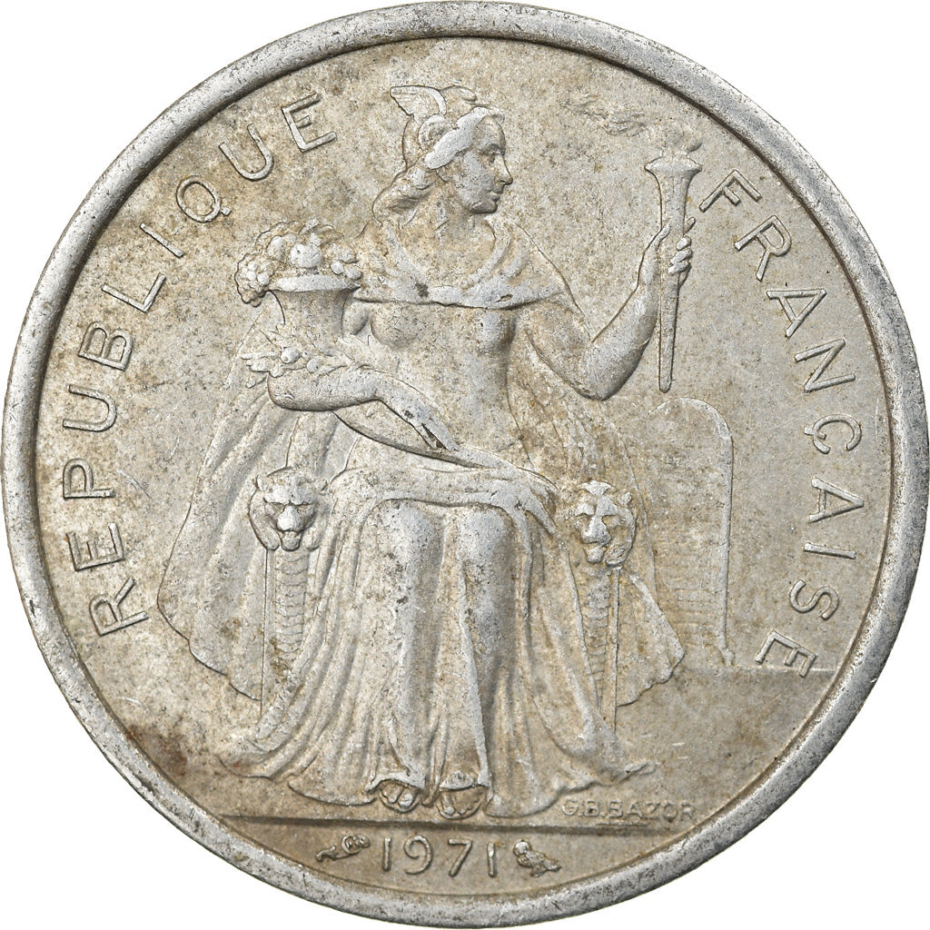 Moneta, Nowa Kaledonia, 2 Francs, 1971, Paris, EF(40-45), Aluminium, KM:9