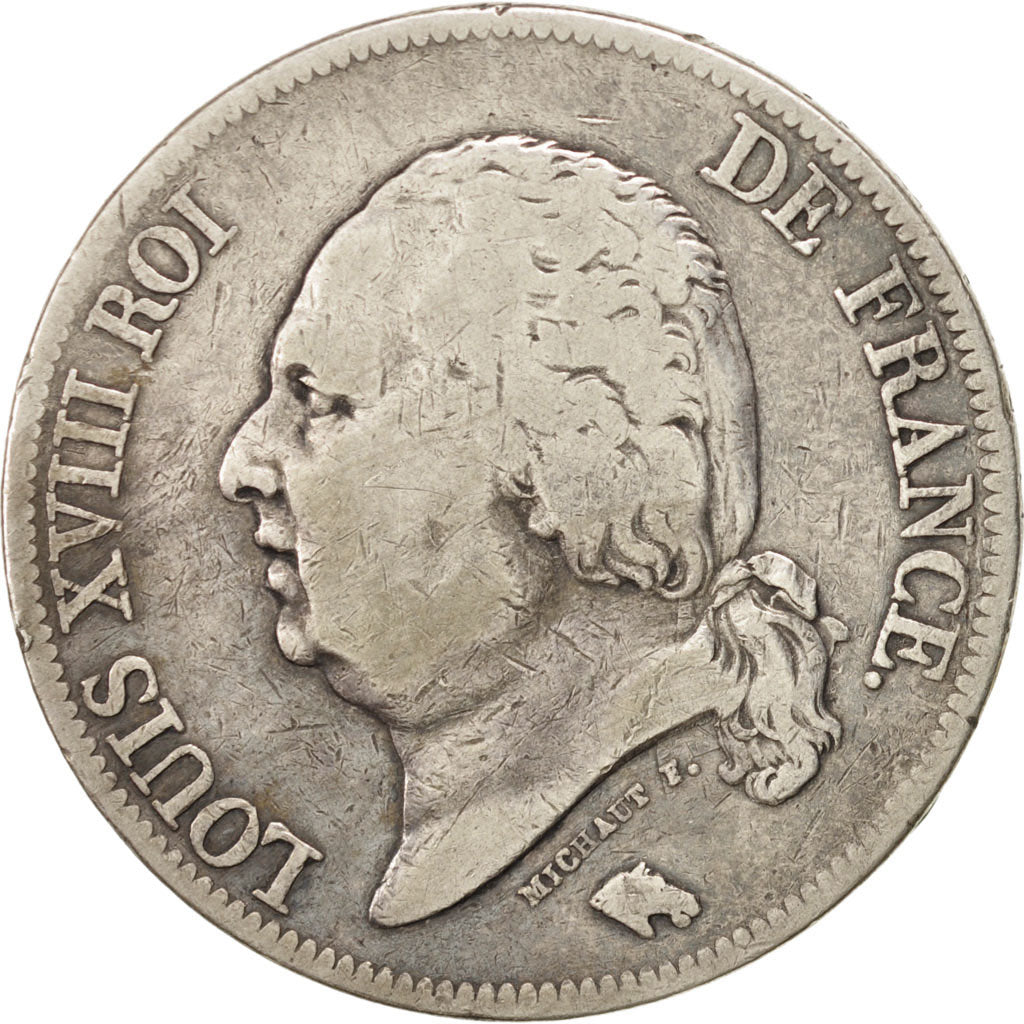 FRANCE Louis XVIII 5 Francs 1816 Bayonne KM:711.8 VF(20-25) Silver Gadoury:614