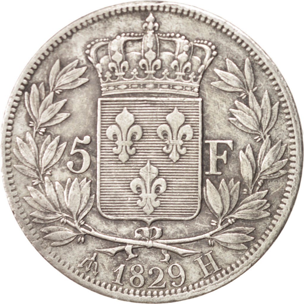 FRANCE Charles X 5 Francs 1829 La Rochelle KM:728.5 EF(40-45) Silver Gadoury...