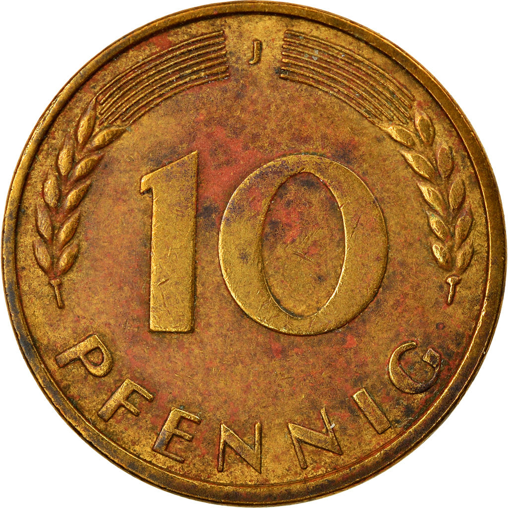 Coin, GERMANY - FEDERAL REPUBLIC, 10 Pfennig, 1967, Hambourg, EF(40-45), Brass