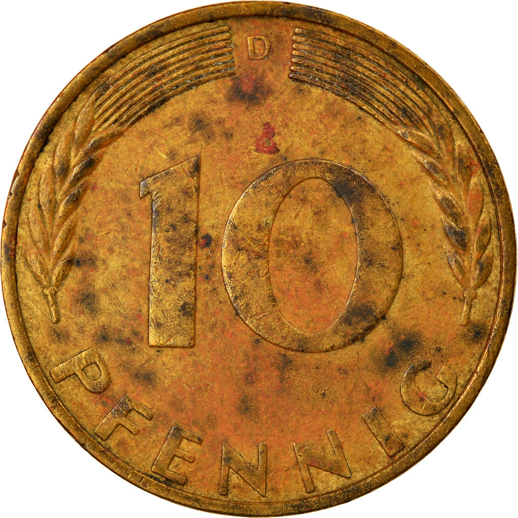 Monnaie, République fédérale allemande, 10 Pfennig, 1970, Munich, TB+, Brass