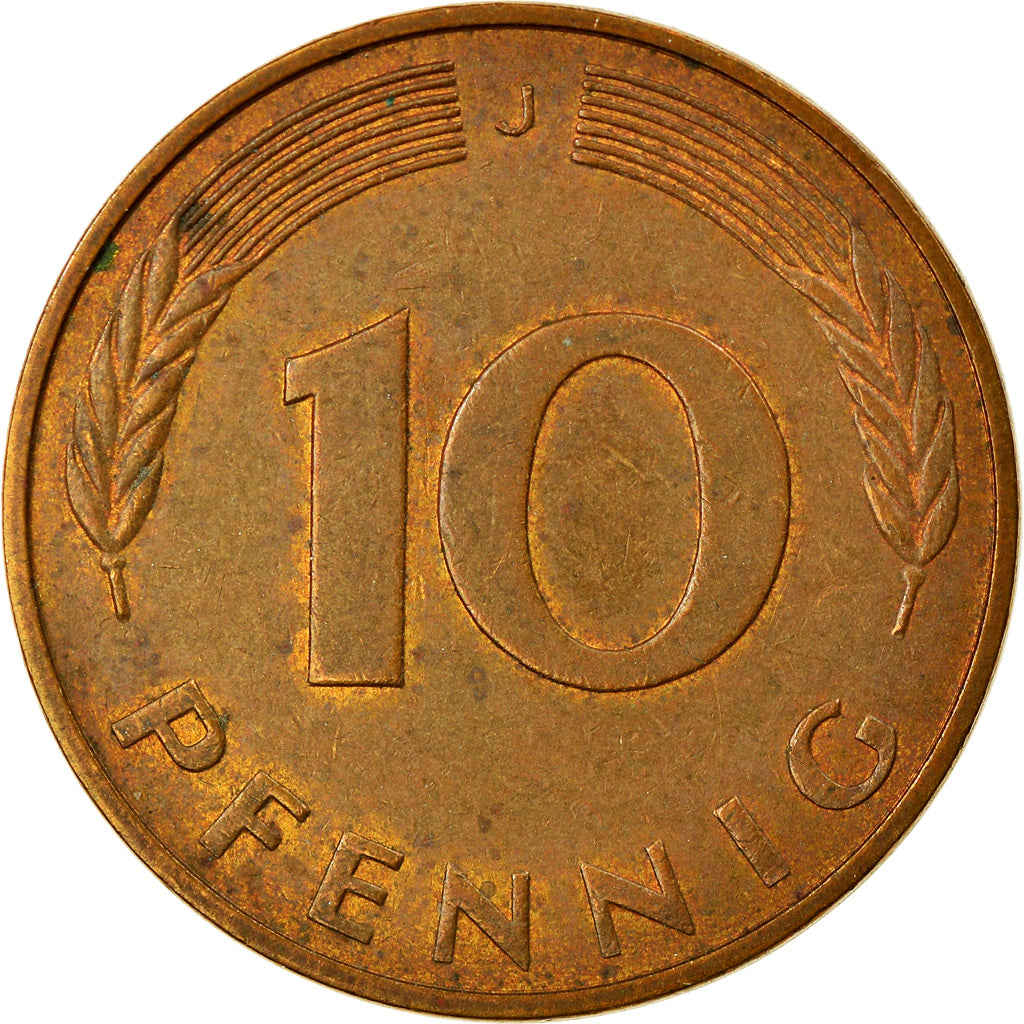 Moneta, Niemcy - RFN, 10 Pfennig, 1980, Hambourg, EF(40-45), Mosiądz powlekany