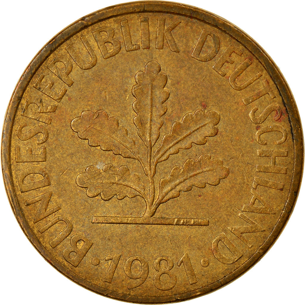 Munten, Federale Duitse Republiek, 10 Pfennig, 1981, Hambourg, ZF, Brass Clad