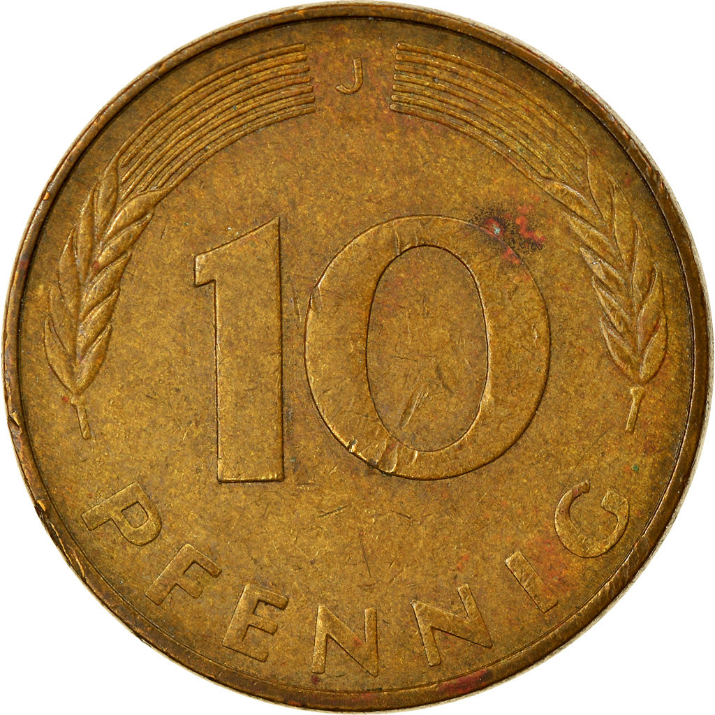 Munten, Federale Duitse Republiek, 10 Pfennig, 1981, Hambourg, ZF, Brass Clad