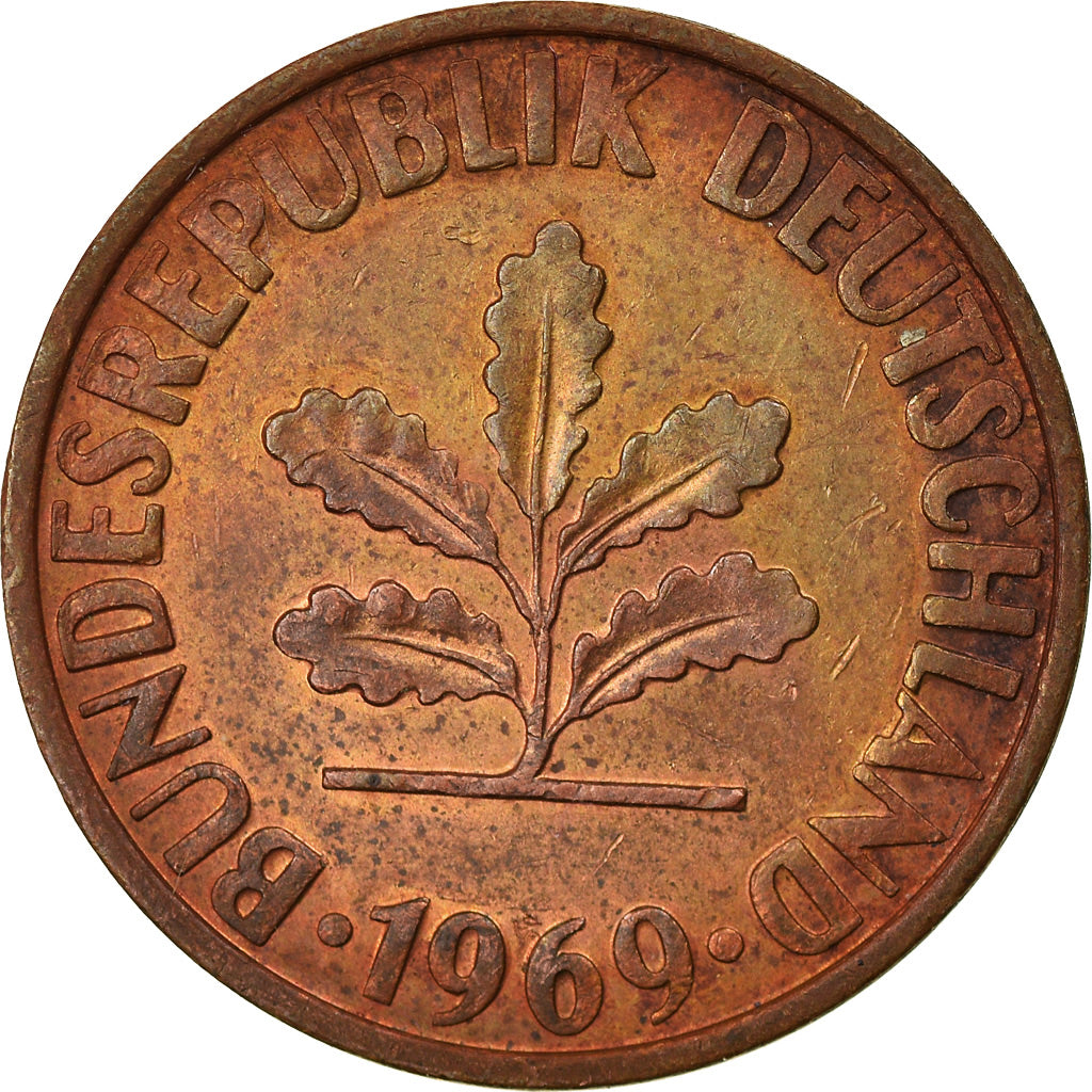 Monnaie, République fédérale allemande, 2 Pfennig, 1969, Hambourg, TTB