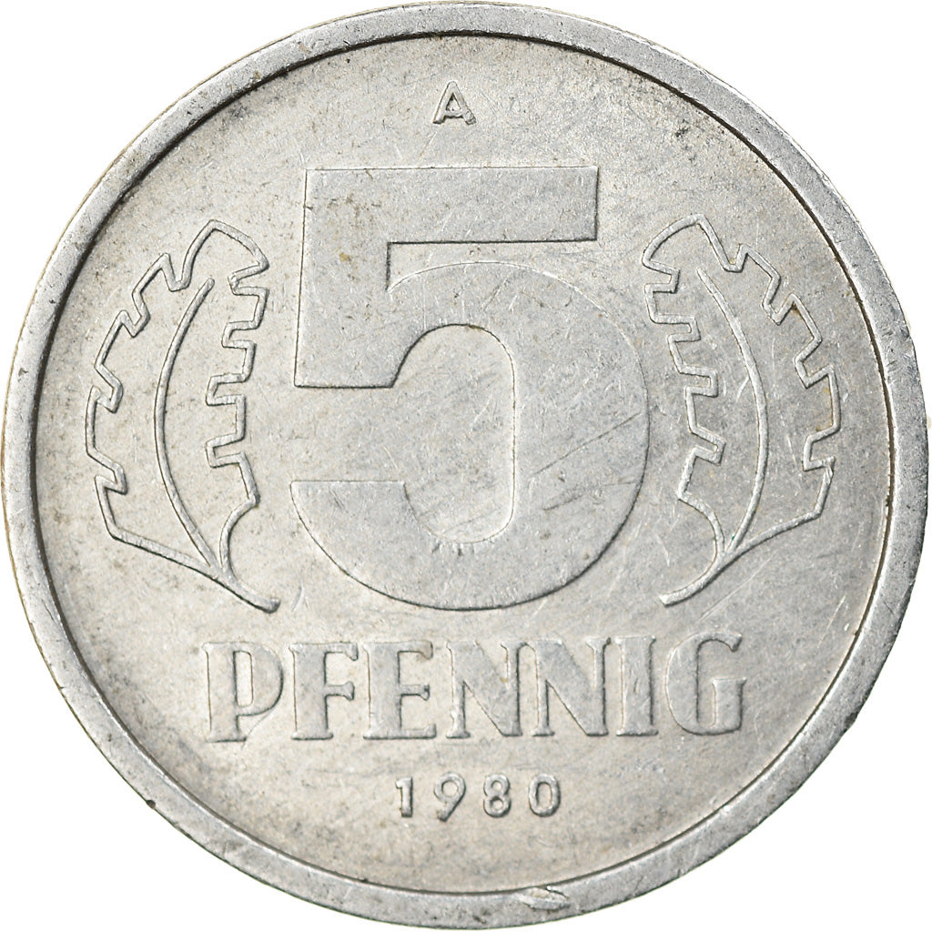 Münze, GERMAN-DEMOCRATIC REPUBLIC, 5 Pfennig, 1980, Berlin, SS, Aluminium
