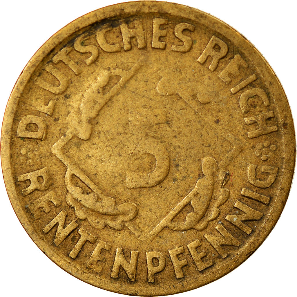 Coin, GERMANY, WEIMAR REPUBLIC, 5 Rentenpfennig, 1924, Munich, EF(40-45)