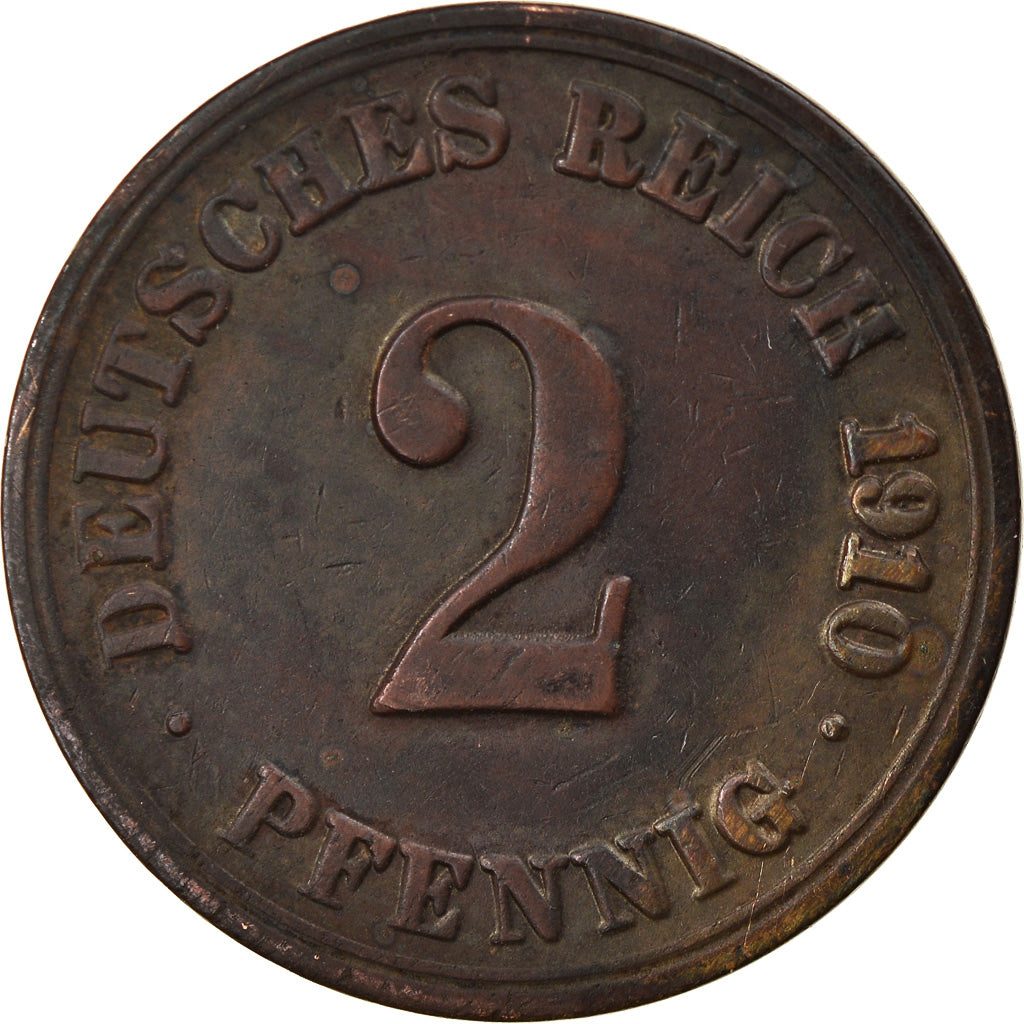 Moeda, ALEMANHA - IMPÉRIO, Wilhelm II, 2 Pfennig, 1910, Berlin, EF(40-45)