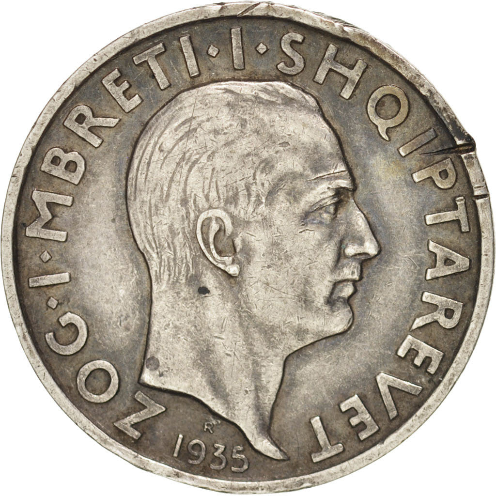 Albania, Frang Ar, 1935, Rome, KM:16, EF(40-45), Silver, 23