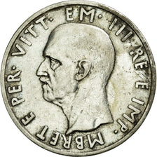Coin, Albania, Vittorio Emanuele III, 5 Lek, 1939, Rome, AU(50-53), Silver