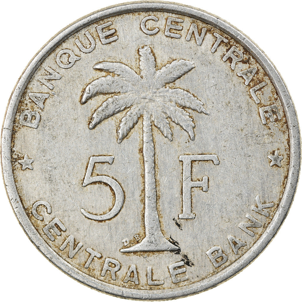 Moeda, Congo Belga, RUANDA-URUNDI, 5 Francs, 1959, VF(30-35), Alumínio, KM:3