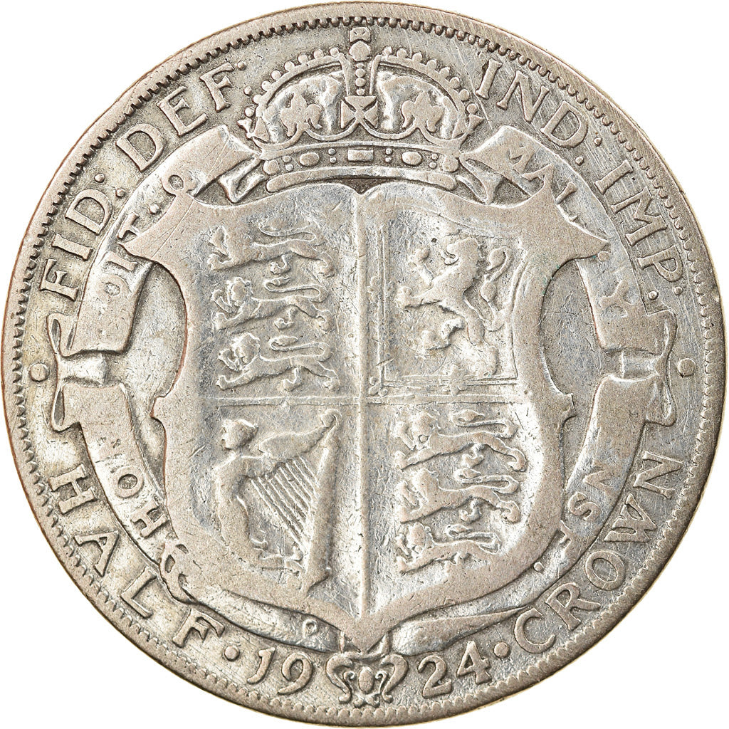 Coin, Great Britain, George V, 1/2 Crown, 1924, VF(20-25), Silver, KM:818.2