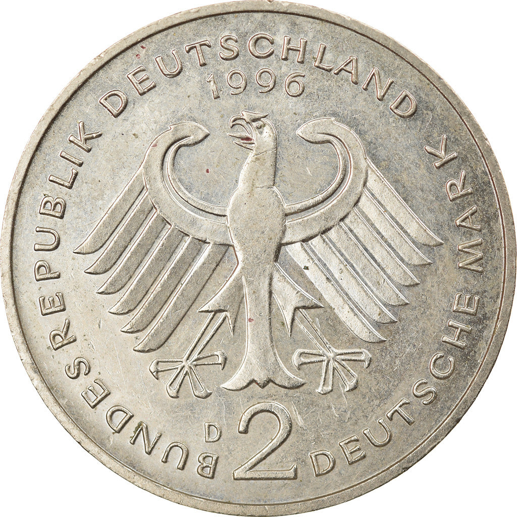 Moneta, Niemcy - RFN, 2 Mark, 1996, Munich, EF(40-45), Miedź-Nikiel niklowany