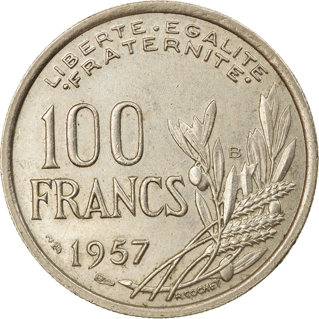 Munten, Frankrijk, Cochet, 100 Francs, 1957, PR, Copper-nickel, KM:919.1