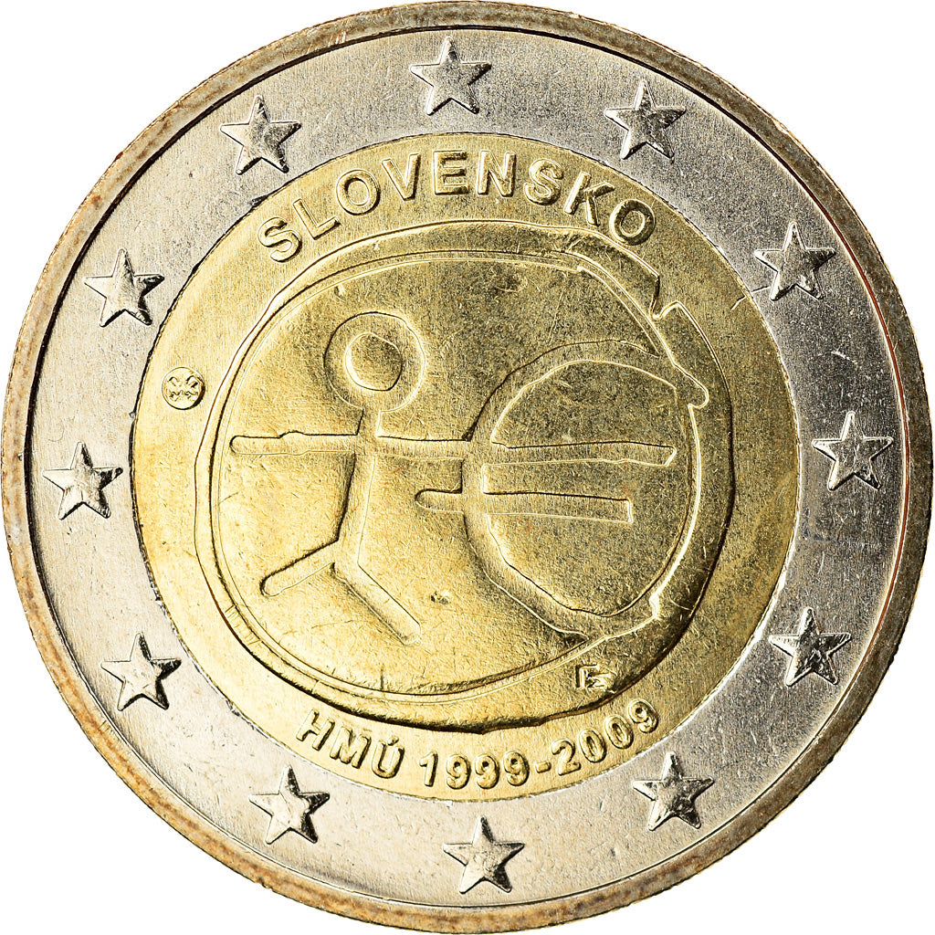 Slovakia, 2 Euro, EMU 10th Anniversary, 2009, MS(65-70), Bi-Metallic, KM:103
