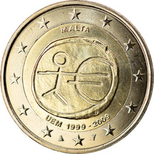 Malta, 2 Euro, E.M.U., 10th Anniversary, 2009, FDC, Bi-metallico, KM:134