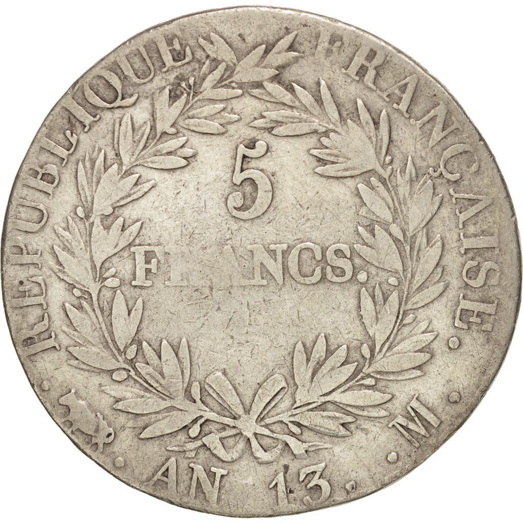 FRANCE, Napoléon I, 5 Francs, 1805, Toulouse, KM:662.10, TB+, Silver, Gadour...