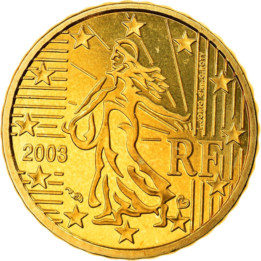 Frankrijk, 10 Euro Cent, 2003, Proof, FDC, Tin, KM:1285