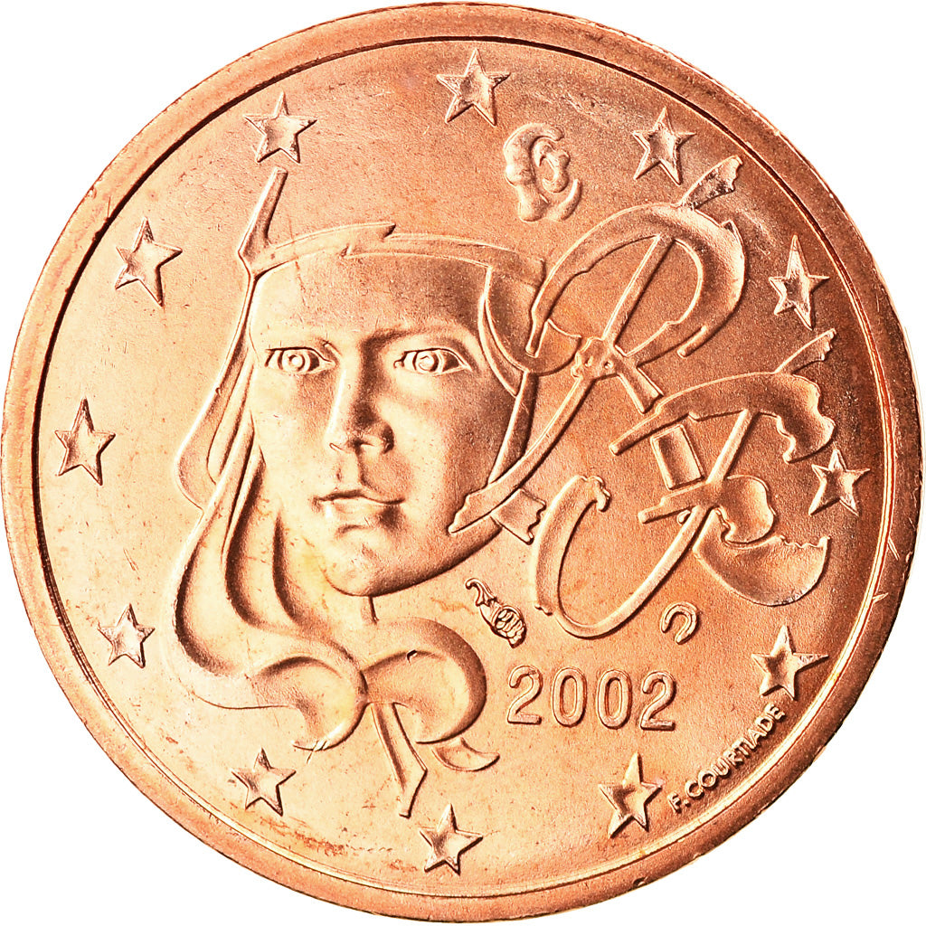 France, 2 Euro Cent, 2002, FDC, Copper Plated Steel, KM:1283