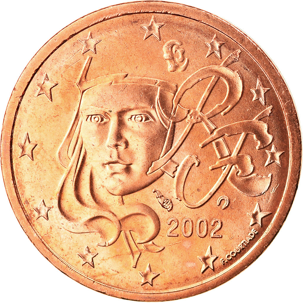 Frankrijk, 2 Euro Cent, 2002, FDC, Copper Plated Steel, KM:1283