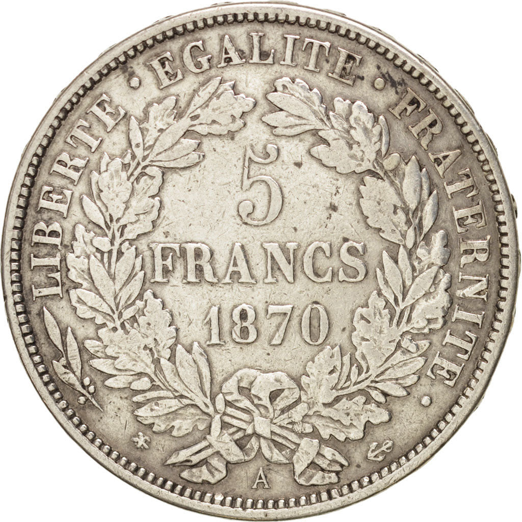 Coin, France, Cérès, 5 Francs, 1870, Paris, EF(40-45), Silver, KM:819