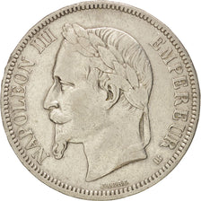 FRANCE, Napoléon III, 5 Francs, 1867, Strasbourg, KM:799.2, EF(40-45), Silve...