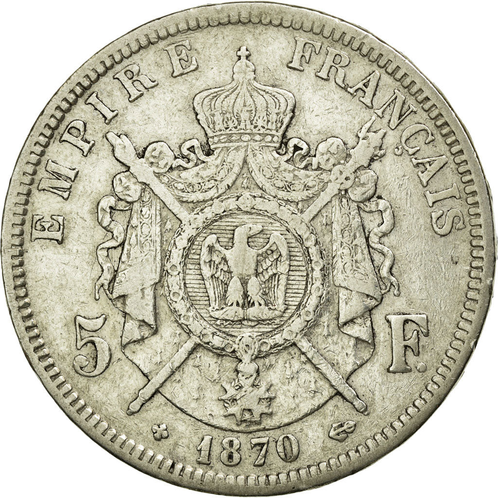 Coin, France, Napoléon III, 5 Francs, 1870, Strasbourg, VF(30-35), Silver