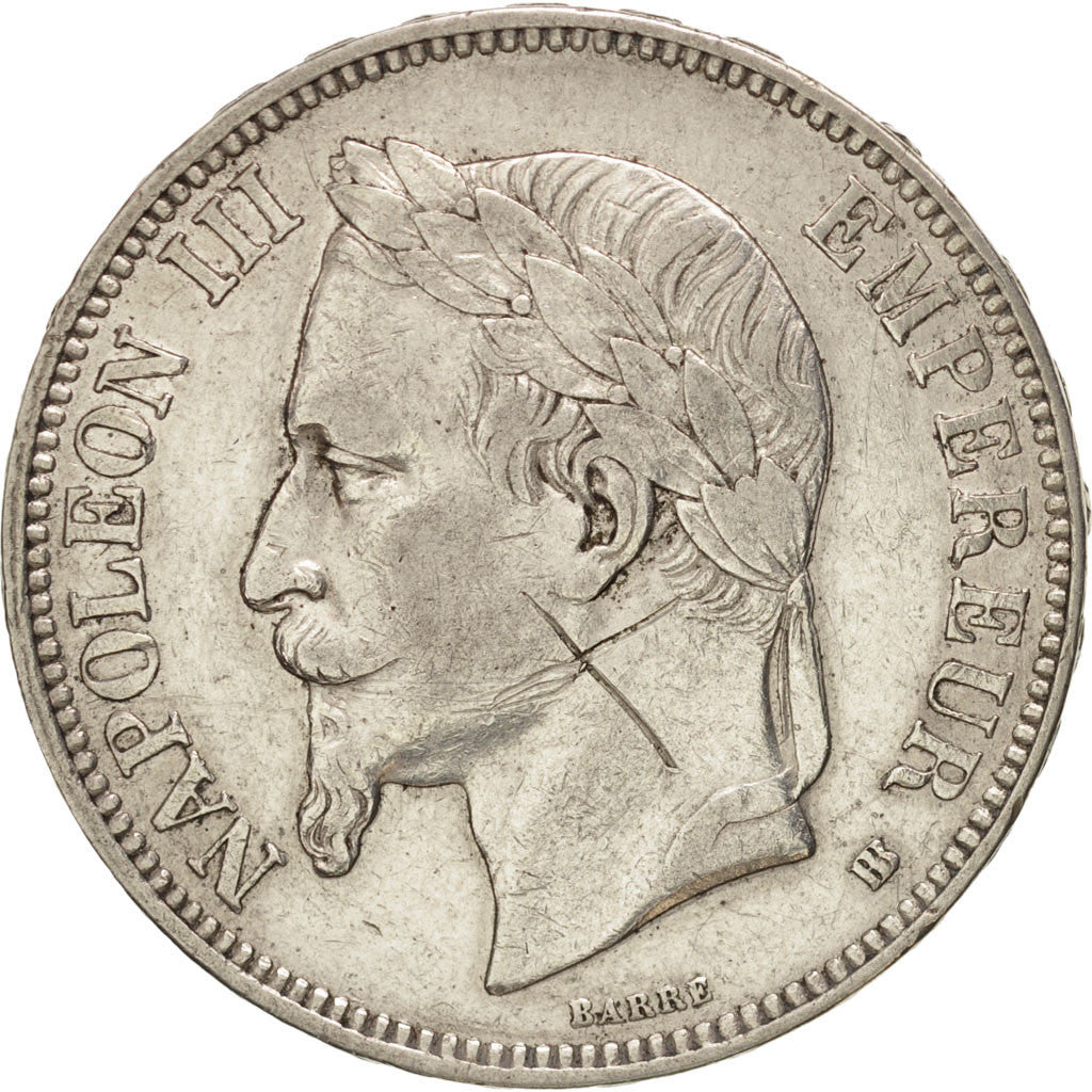 FRANCE, Napoléon III, 5 Francs, 1868, Strasbourg, KM:799.2, TB+, Silver, Gad...