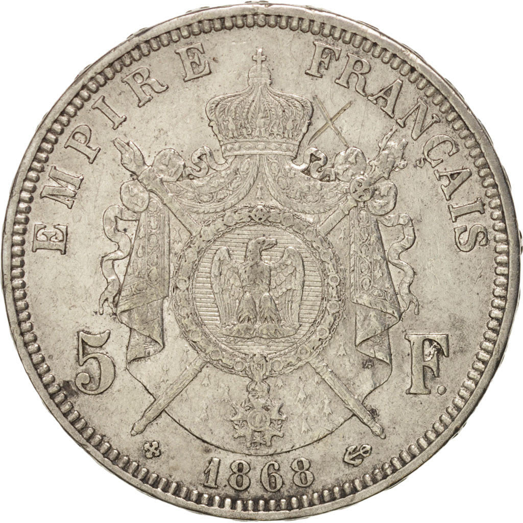 FRANCE, Napoléon III, 5 Francs, 1868, Strasbourg, KM:799.2, TB+, Silver, Gad...