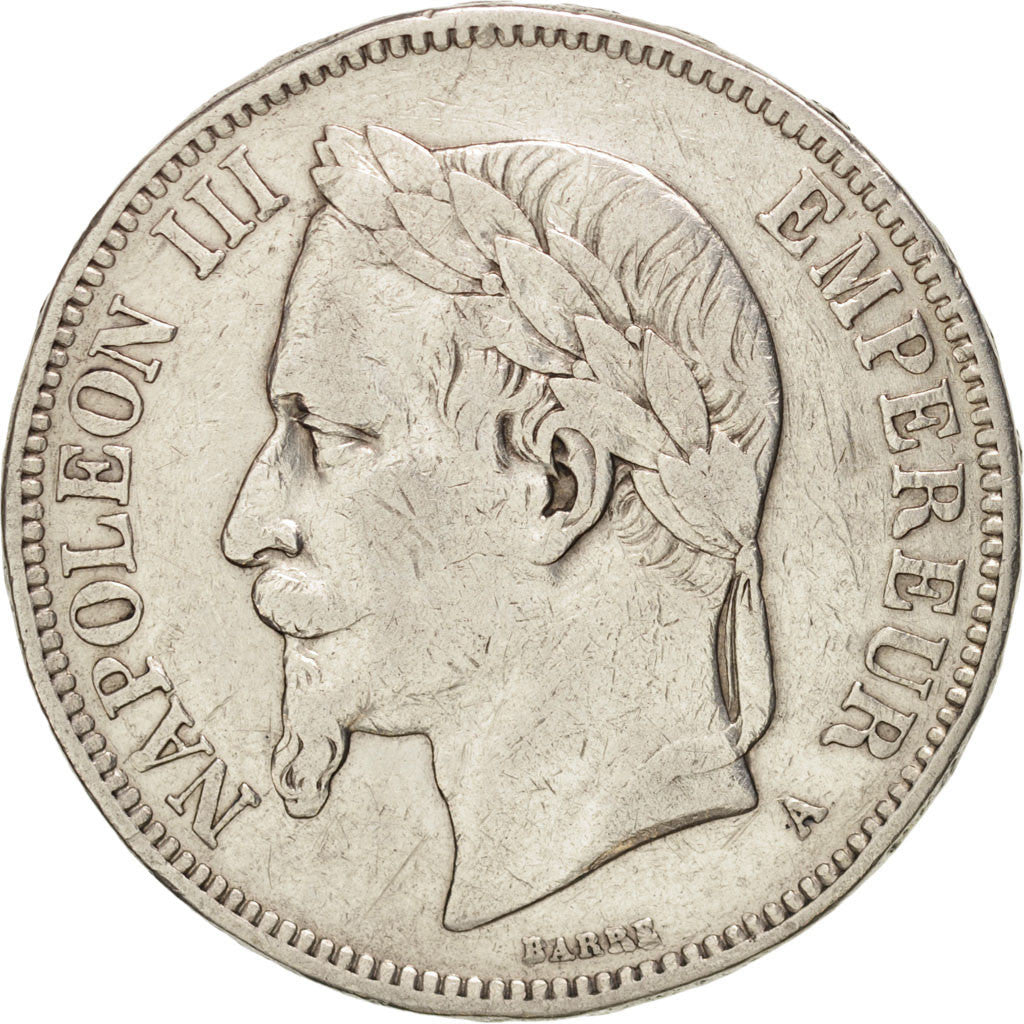 FRANCE, Napoléon III, 5 Francs, 1870, Paris, KM:799.1, VF(30-35), Silver, Ga...