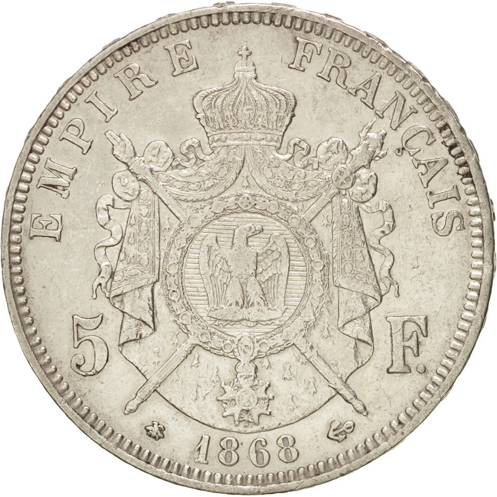 FRANCE, Napoléon III, 5 Francs, 1868, Paris, KM:799.1, TTB, Silver, Gadoury:739