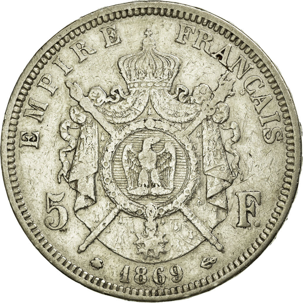 Moneta, Francia, Napoleon III, Napoléon III, 5 Francs, 1869, Paris, MB+